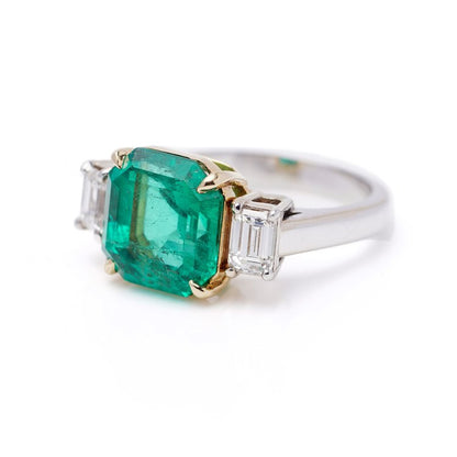 5.82ct Natural Colombian Emerald and Diamond Ring