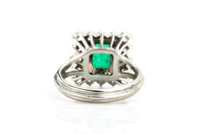 1.43ct Colombian Emerald and Diamond Square Cluster Ring, Certified