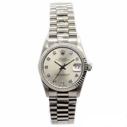 Vintage Rolex Oyster Perpetual Datejust 68279 18ct White Gold and Diamond Midsize Automatic Watch, Circa 1990s