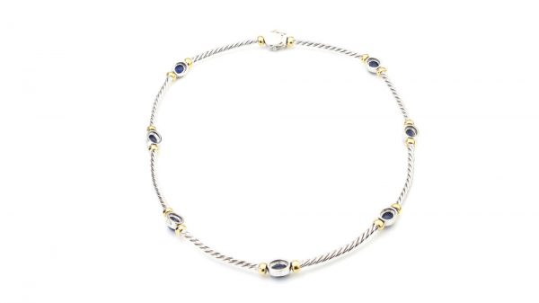 Vintage Cabochon Sapphire and 18ct White Gold Necklace, 6.00 carats