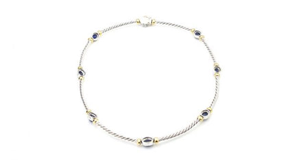 Vintage Cabochon Sapphire and 18ct White Gold Necklace, 6.00 carats