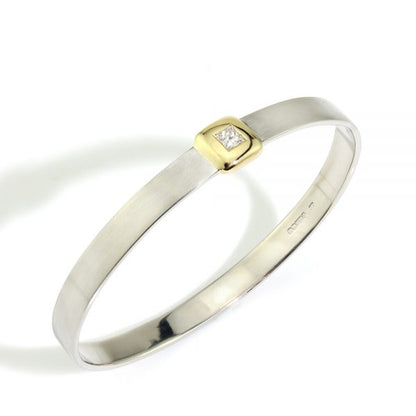 0.41ct Princess Cut Diamond Platinum Bangle Bracelet, F VS1