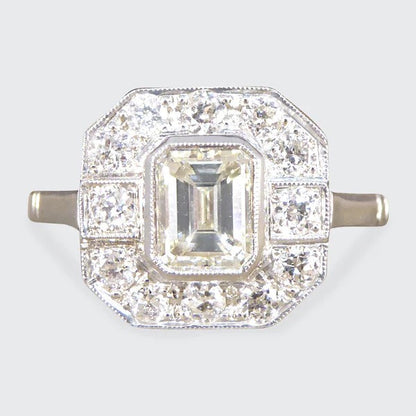 Art Deco Inspired Diamond Cluster Ring, 1.50 carat total