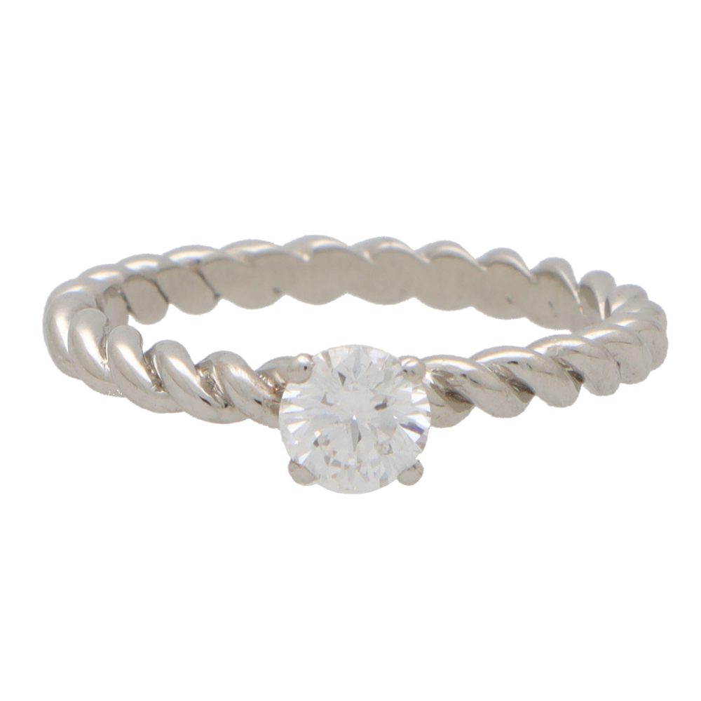 Single Stone 0.50 carat Diamond Engagement Ring With Platinum Twisted Band