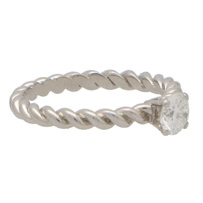 Contemporary Single Stone 0.50ct Diamond Engagement Ring With Twisted Platinum Band