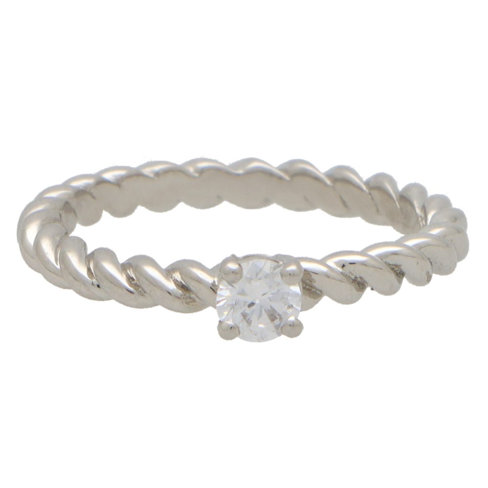 Contemporary Brilliant Diamond Solitaire Ring With Twisted Band