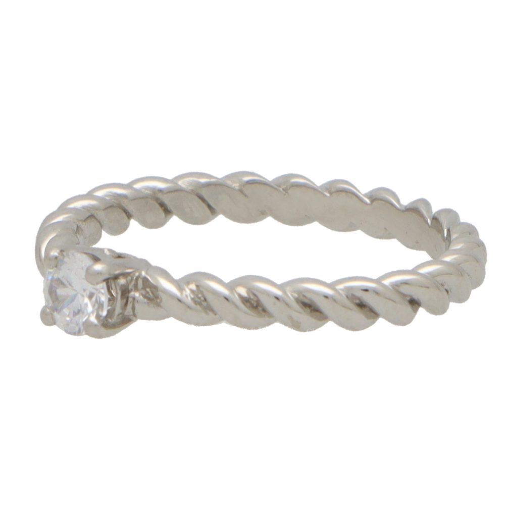 Contemporary Brilliant Diamond Solitaire Ring With Twisted Band