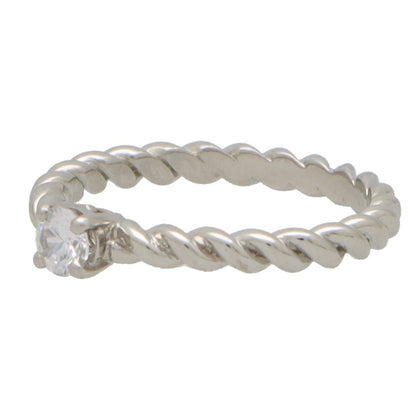 Contemporary Brilliant Diamond Solitaire Ring With Twisted Band