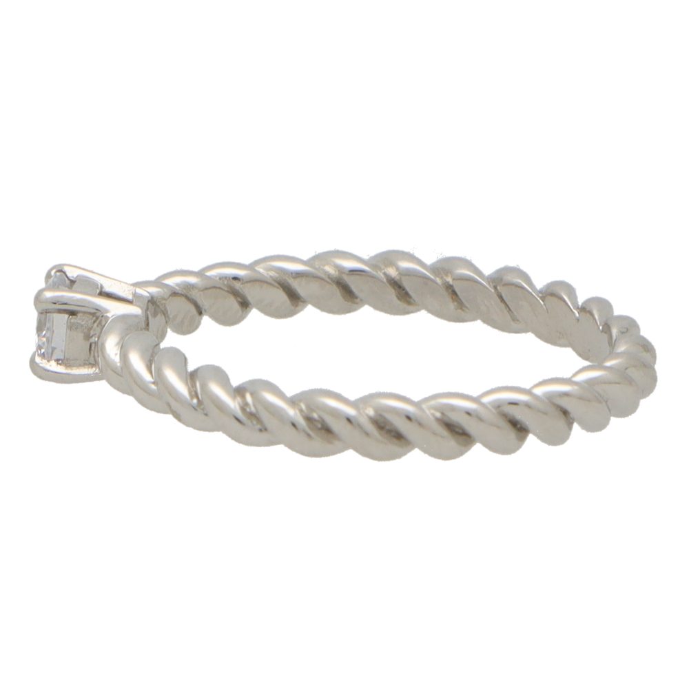 Contemporary Brilliant Diamond Solitaire Ring With Twisted Band
