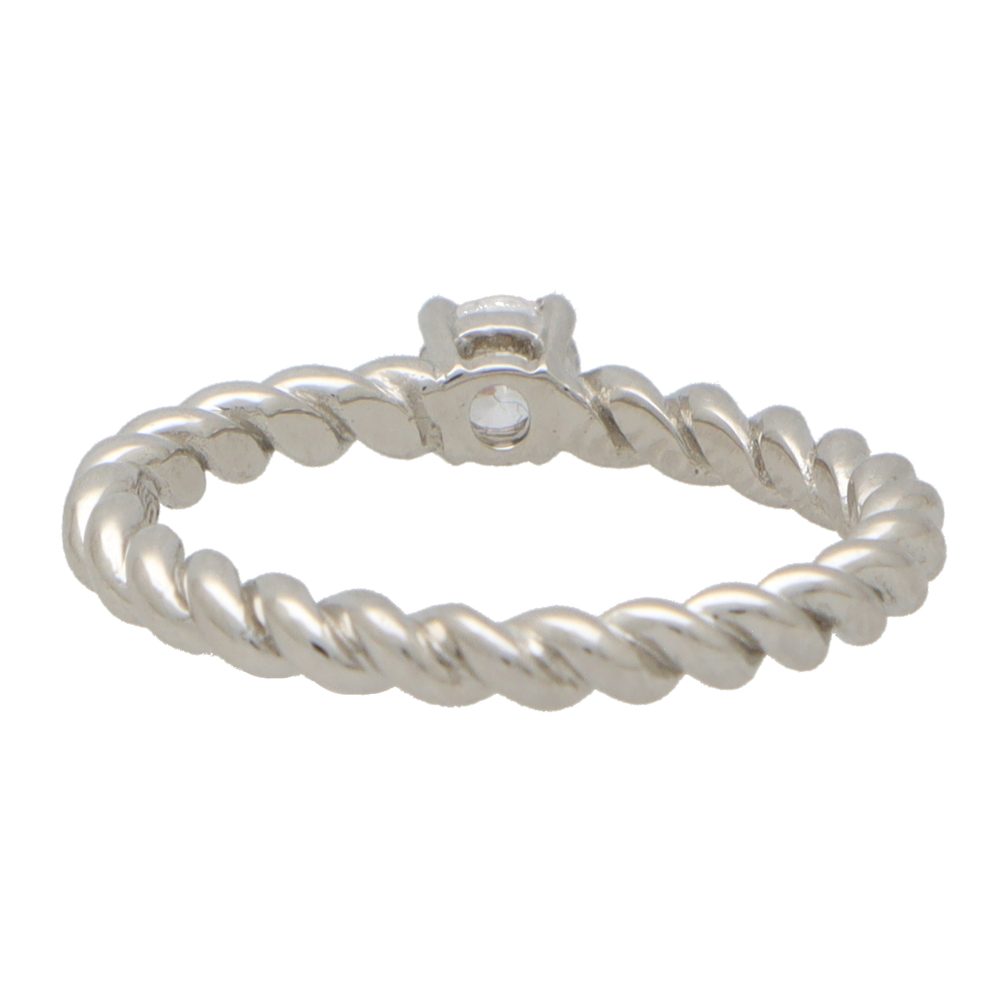 Contemporary Brilliant Diamond Solitaire Ring With Twisted Band