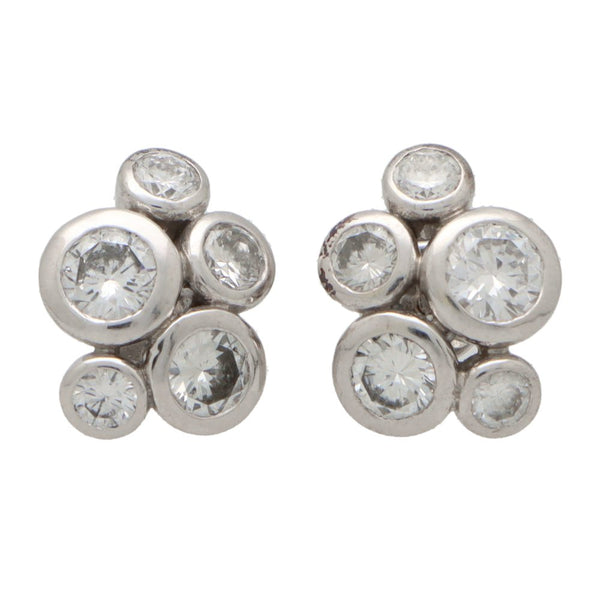 2.68ct Diamond Bubble Cluster Earrings in 18ct White Gold
