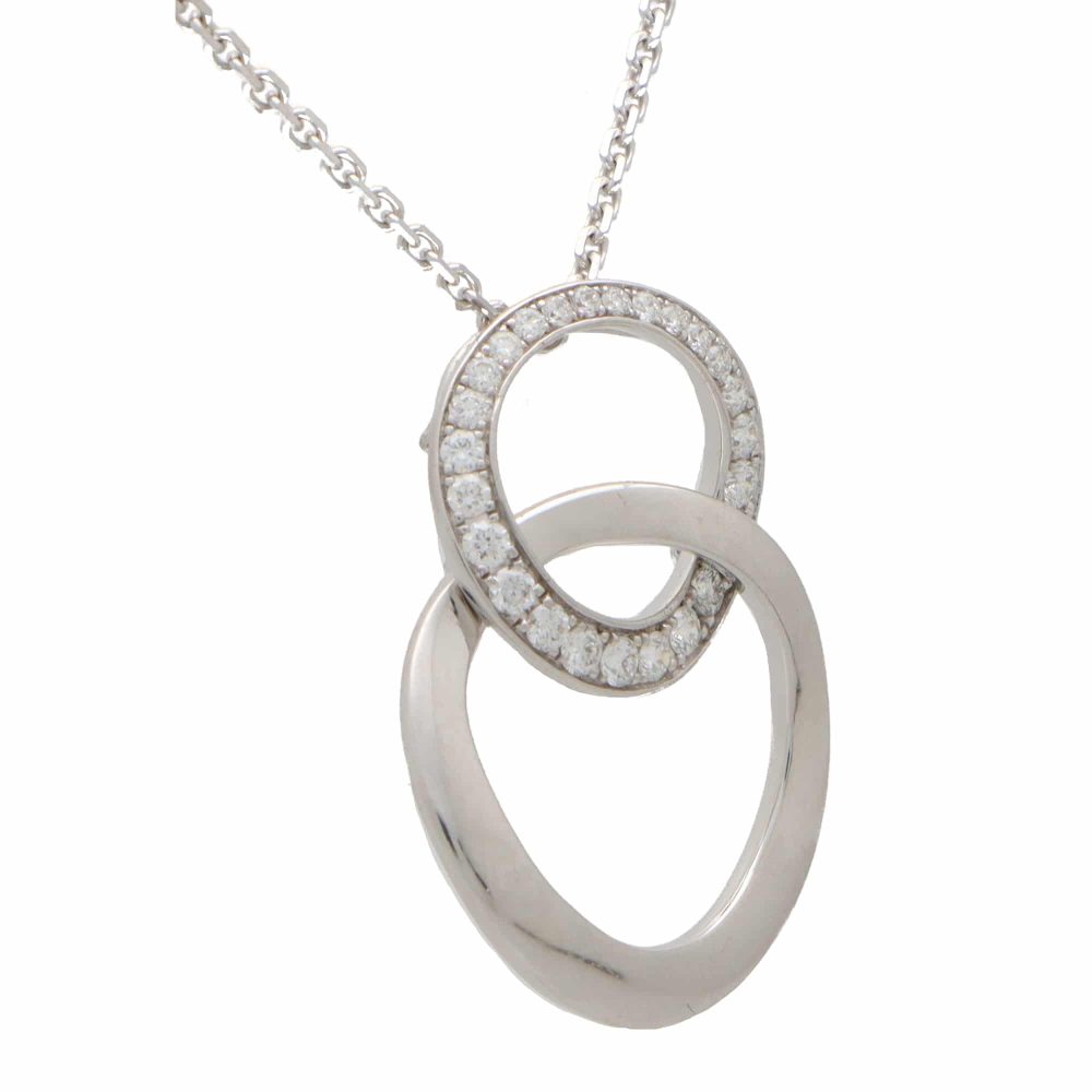Double Hoop Diamond Pendant Necklace, 0.41ct