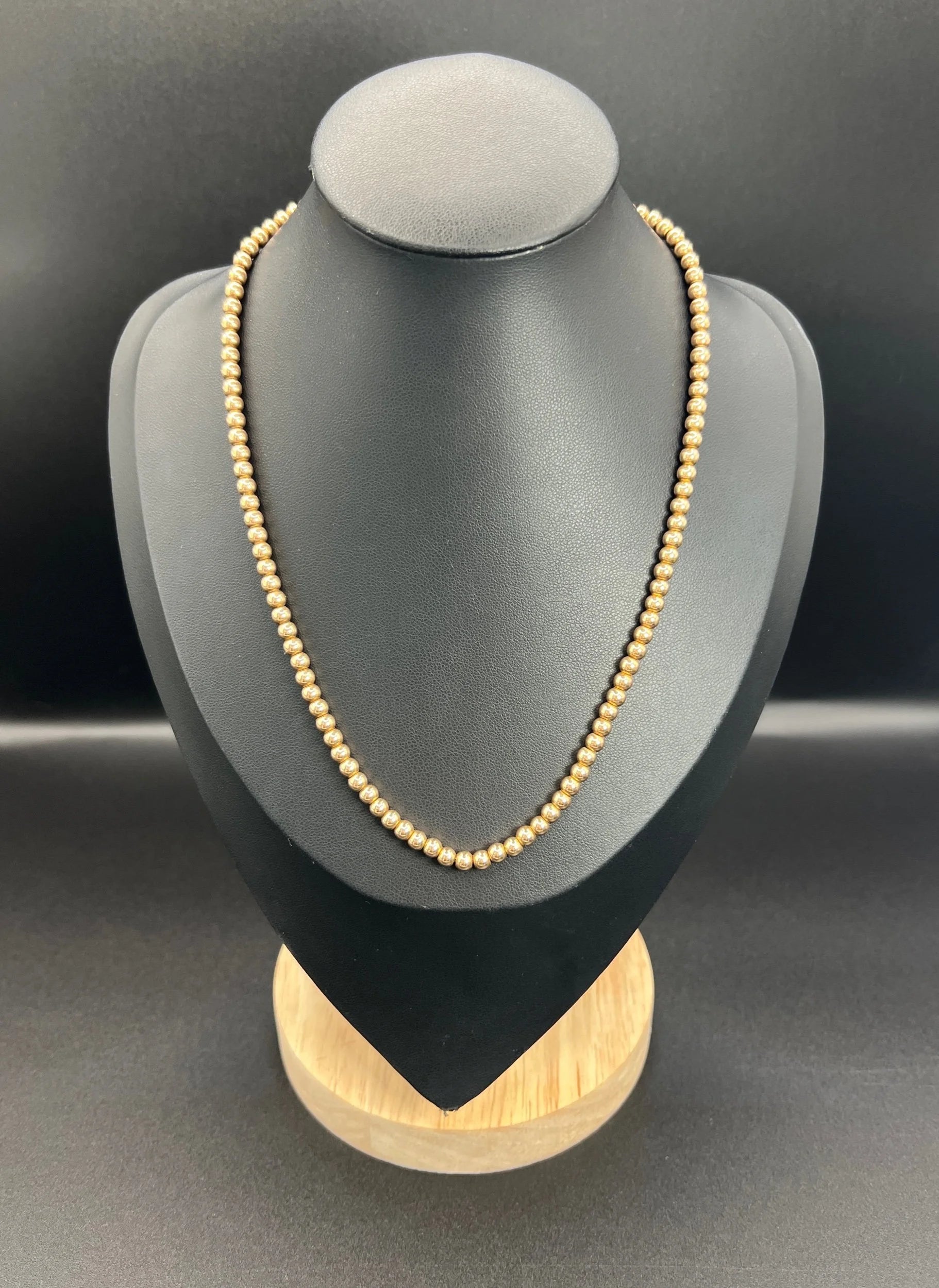 Edwardian 9 Carat Rose Gold Marseille Gold Ball Necklace, Circa 1910