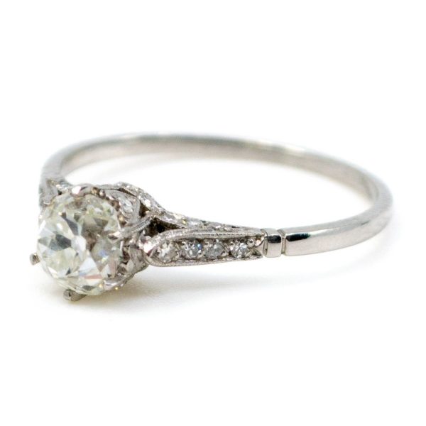 Antique Edwardian Cushion Cut Diamond Ring, Platinum