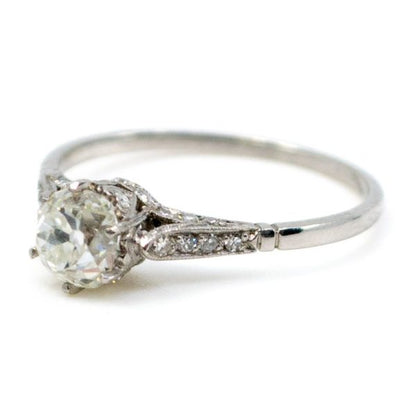 Antique Edwardian Cushion Cut Diamond Ring, Platinum