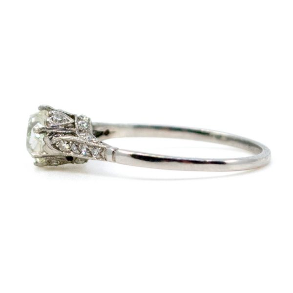 Antique Edwardian Cushion Cut Diamond Ring, Platinum