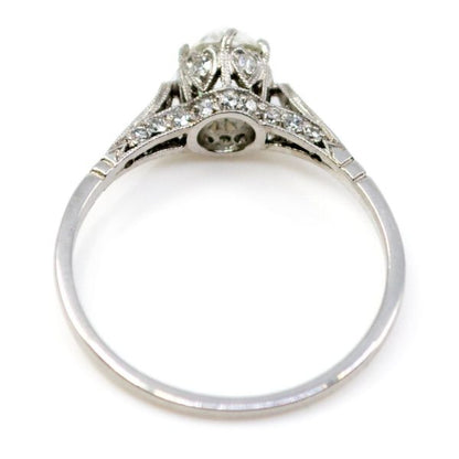 Antique Edwardian Cushion Cut Diamond Ring, Platinum