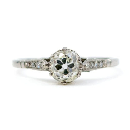 Antique Edwardian Cushion Cut Diamond Ring, Platinum