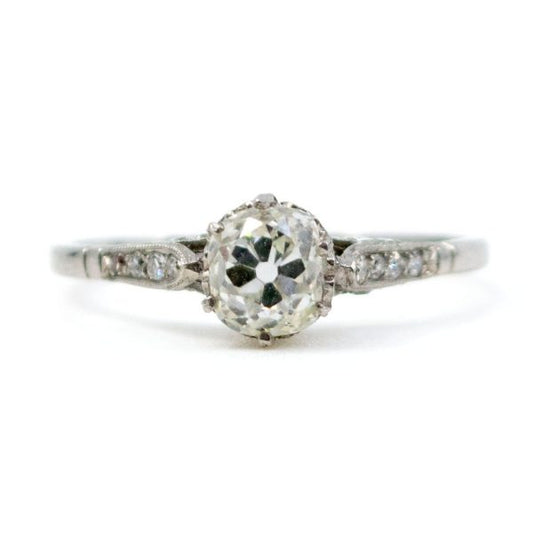 Antique Edwardian Cushion Cut Diamond Ring, Platinum