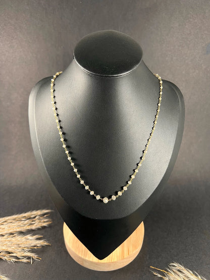 Vintage High Carat Gold Salt and Pepper Faceted Diamond Necklace, Circa 1990