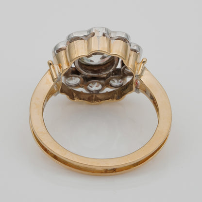 Edwardian Antique Diamond Floral Cluster Engagement Ring, 3.10 carat total