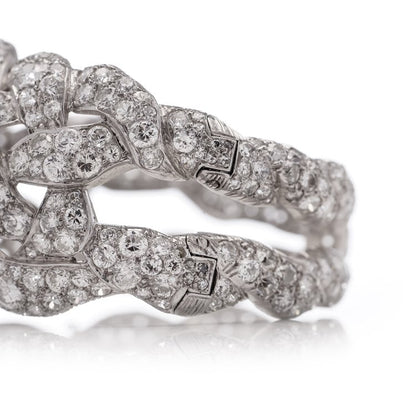 Art Deco Old Cut Diamond Bangle Bracelet in Platinum, 30 carat total