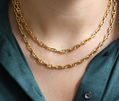 Vintage Hermes 18ct Yellow Gold Long Chaine D'Ancre Chain, 80cm long, master’s mark GL, Circa 1970.