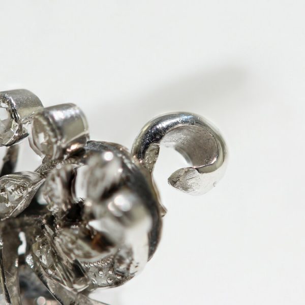 Art Deco Rose Cut Diamond Floral Basket Brooch, 2 carats