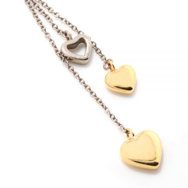 Tiffany and Co 18ct Yellow and White Gold Necklace with Heart Charms