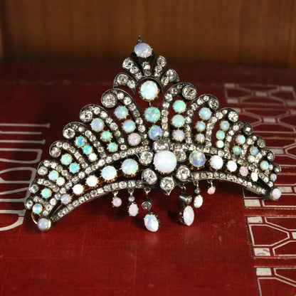 Victorian Antique Opal and Diamond Crown Tiara