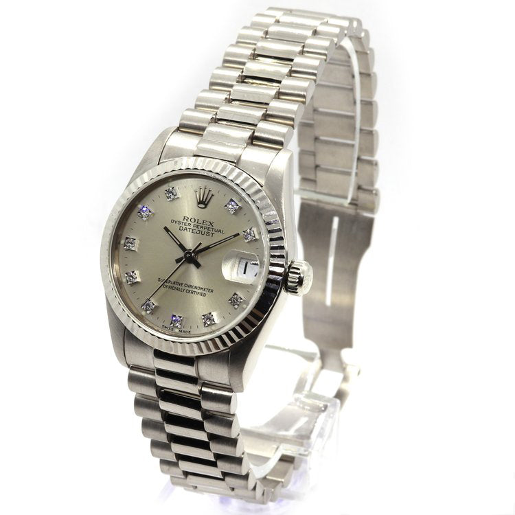 Vintage Rolex Oyster Perpetual Datejust 68279 18ct White Gold and Diamond Midsize Automatic Watch, Circa 1990s