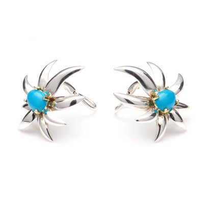 Tiffany and Co Turquoise Fireworks Clip On Earrings in 18ct Gold and Silver