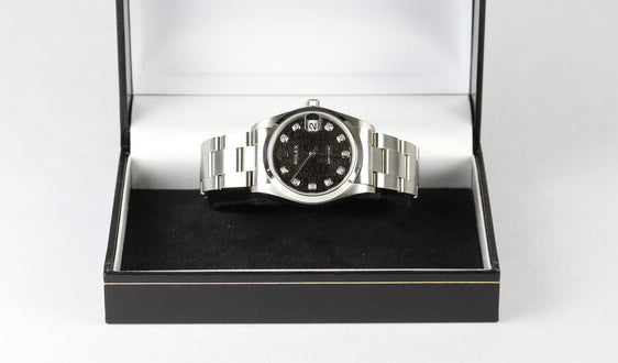 Rolex Datejust Midsize 31mm Stainless Steel Automatic Watch with Original Black Jubilee Diamond Dial, Ref 78240, on stainless steel Oyster bracelet with fold-over clasp