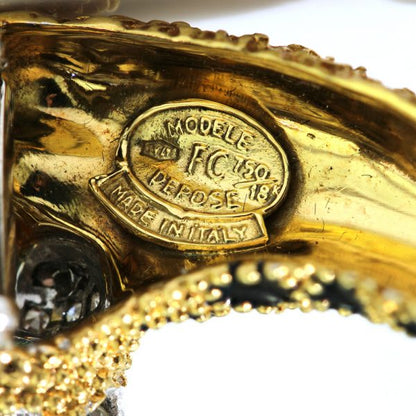 Italian Vintage Gold and Enamel Leopard Brooch with Emeralds and Diamonds, Circa 1960s by Pierino Frascarolo