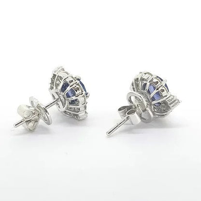 Contemporary Sapphire and Diamond Cluster Earrings