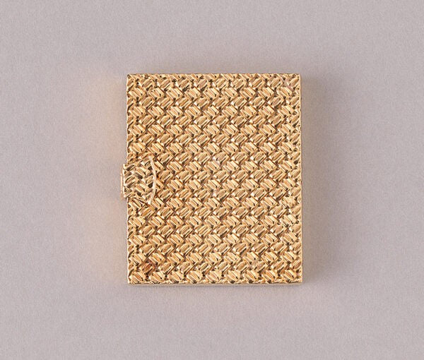 Van Cleef and Arpels Vintage 18ct Yellow Gold Photo Frame, geometric textured design, can hold four photos. Signed and numbered VCA NY 20 V-8