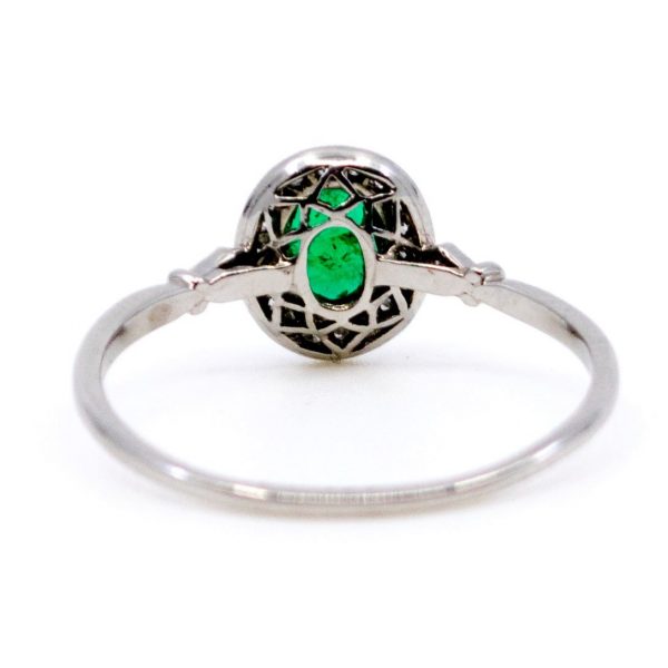 Vintage Emerald and Single Cut Diamond Ring, Platinum