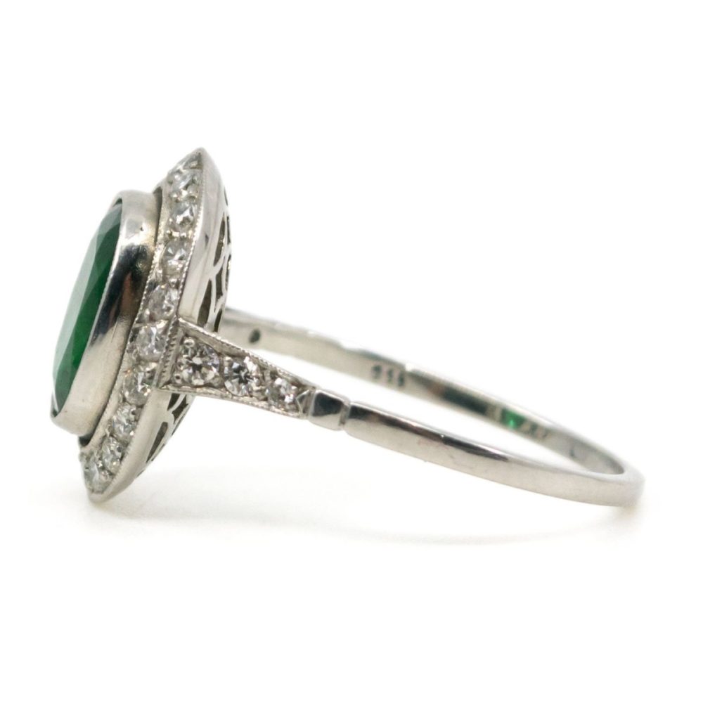 Vintage Emerald and Diamond Cluster Ring