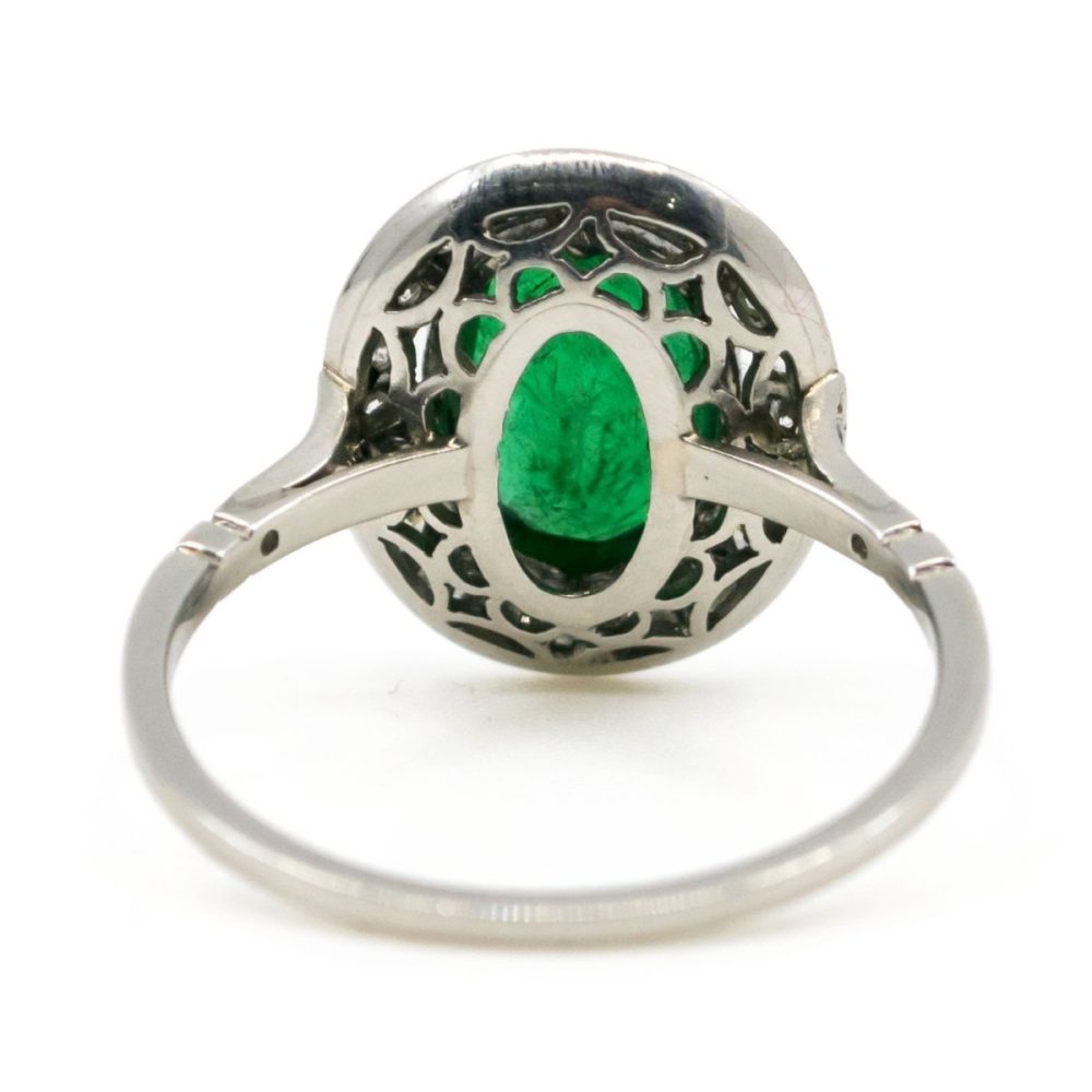 Vintage Emerald and Diamond Cluster Ring