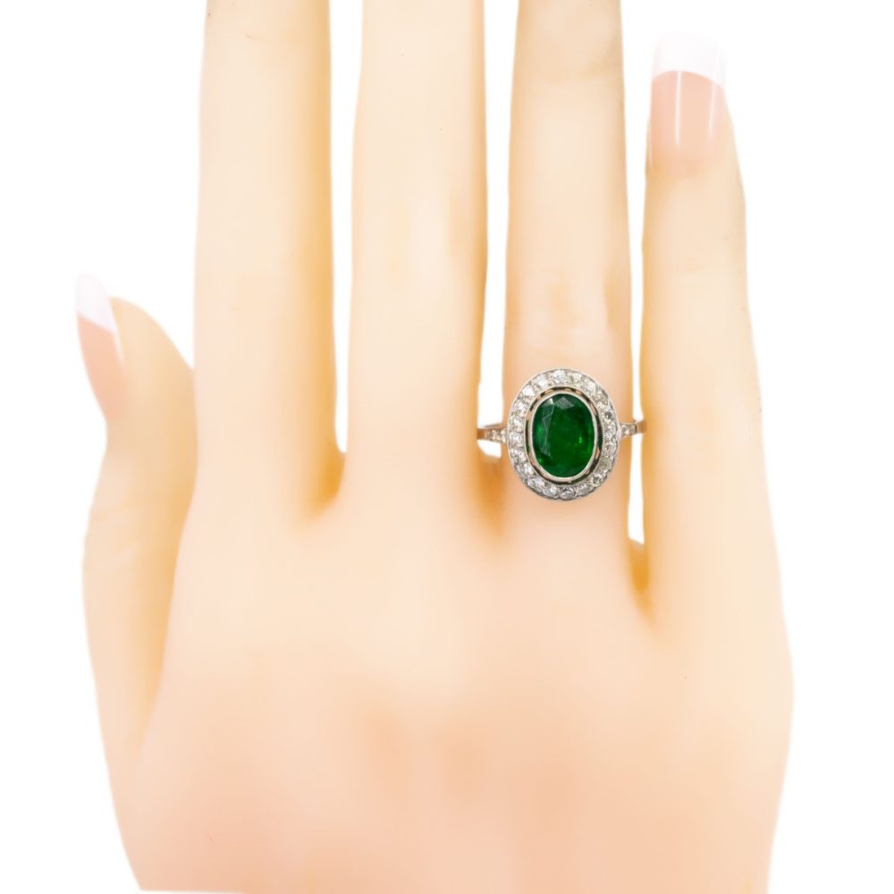 Vintage Emerald and Diamond Cluster Ring