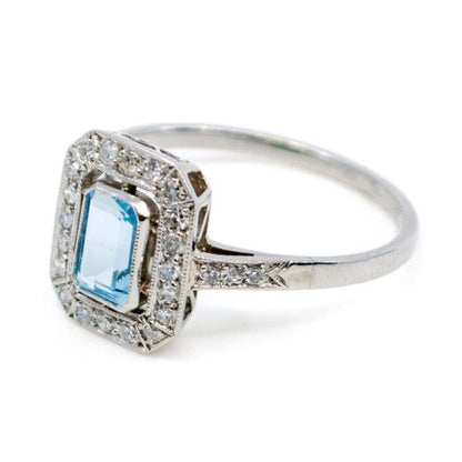 Vintage 0.50ct Aquamarine and Diamond Ring, Platinum