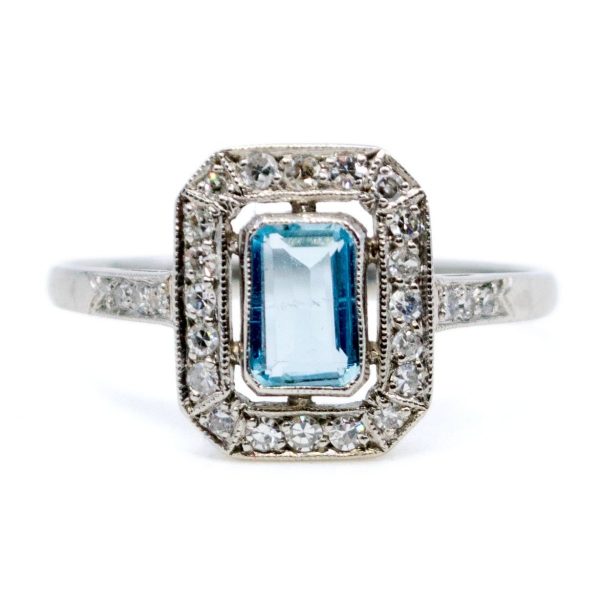 Vintage 0.50ct Aquamarine and Diamond Ring, Platinum