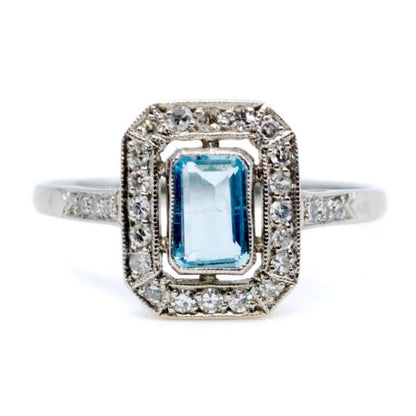 Vintage 0.50ct Aquamarine and Diamond Ring, Platinum