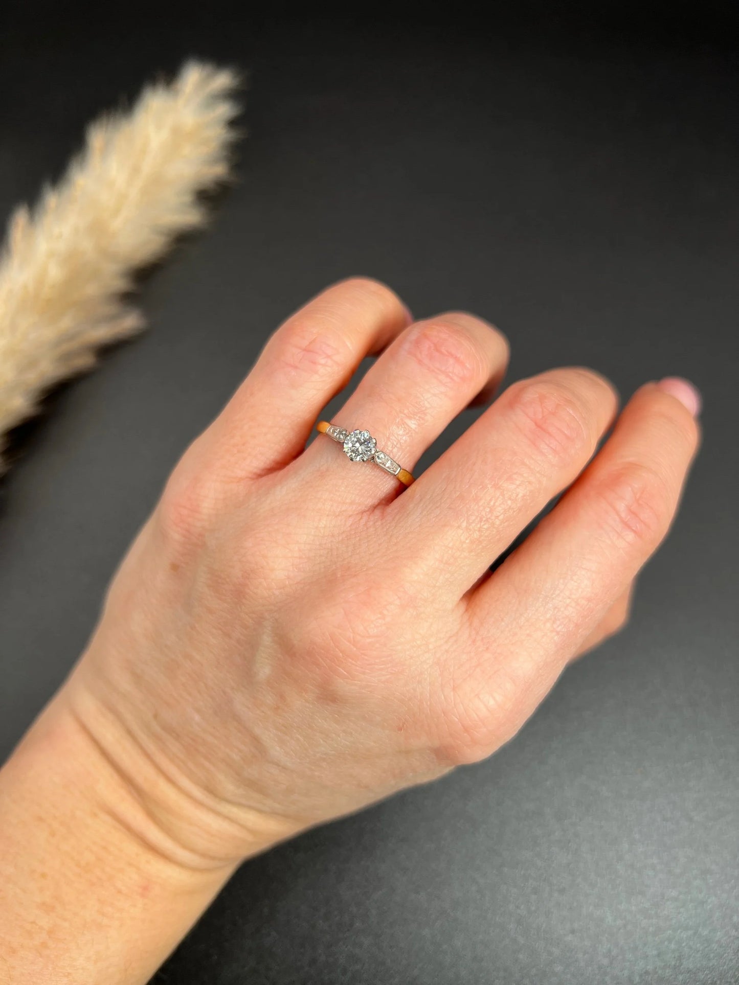 Antique 18 Carat Gold and Platinum Single Stone Diamond Engagement Ring, Circa 1920