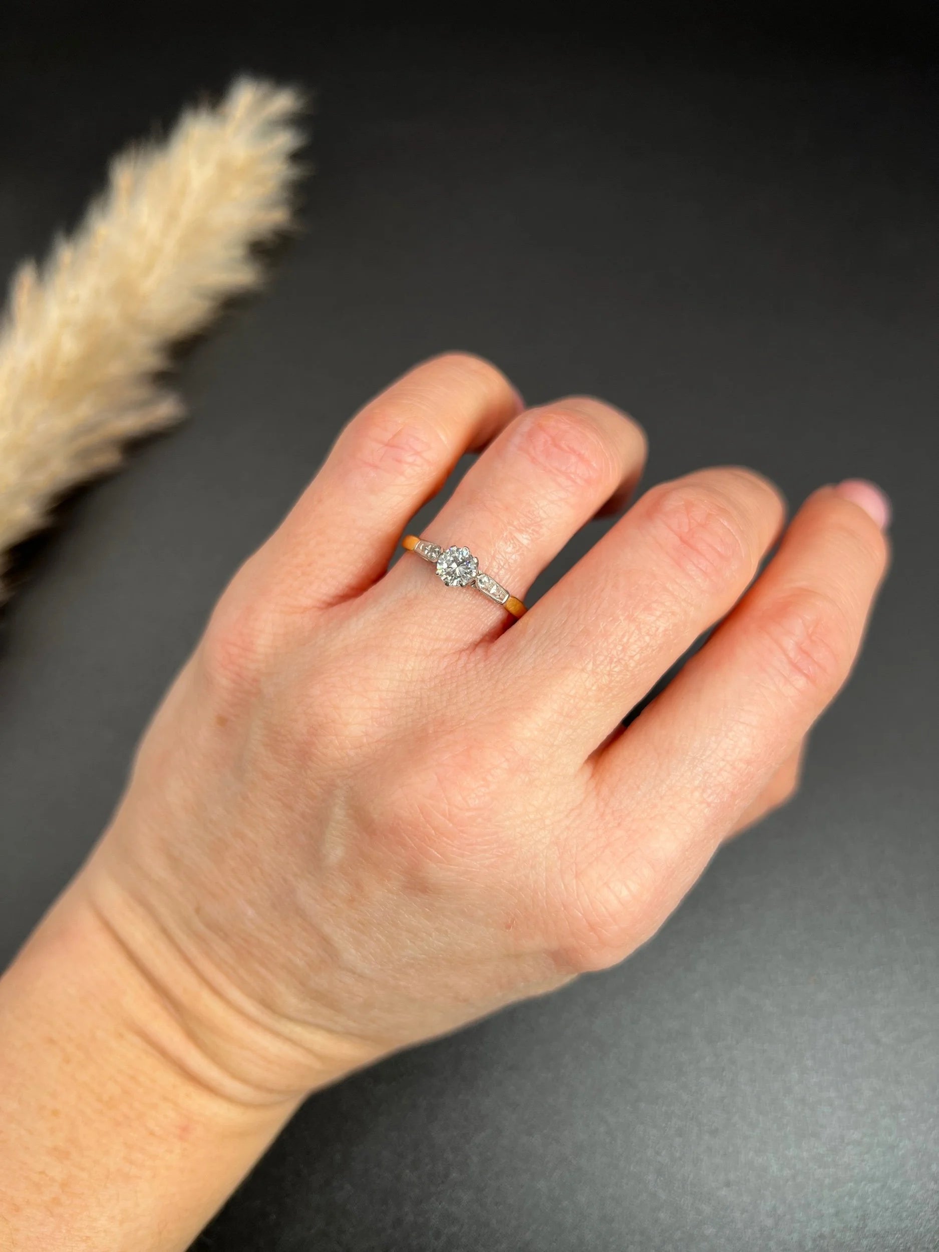 Antique 18 Carat Gold and Platinum Single Stone Diamond Engagement Ring, Circa 1920