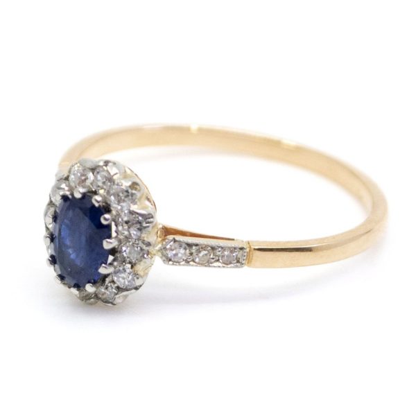 Antique Edwardian Sapphire and Diamond Cluster Ring