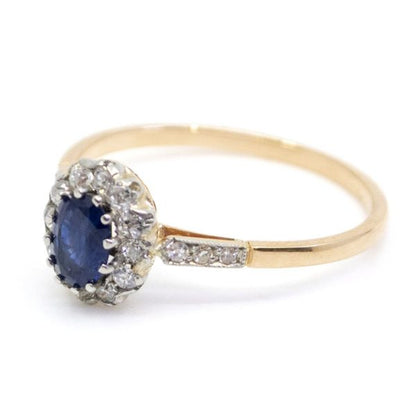 Antique Edwardian Sapphire and Diamond Cluster Ring
