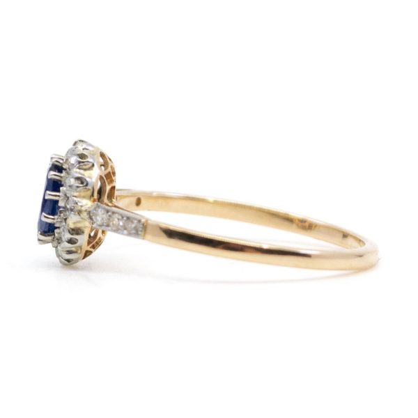 Antique Edwardian Sapphire and Diamond Cluster Ring