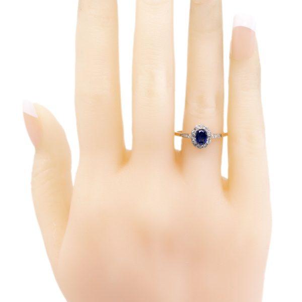 Antique Edwardian Sapphire and Diamond Cluster Ring