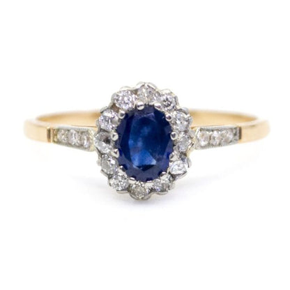 Antique Edwardian Sapphire and Diamond Cluster Ring Vintage engagement ring